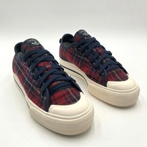Adidas Nizza RF Platform Shoes Women's Size 8.5 Red Plaid lace up Casual sneaker
